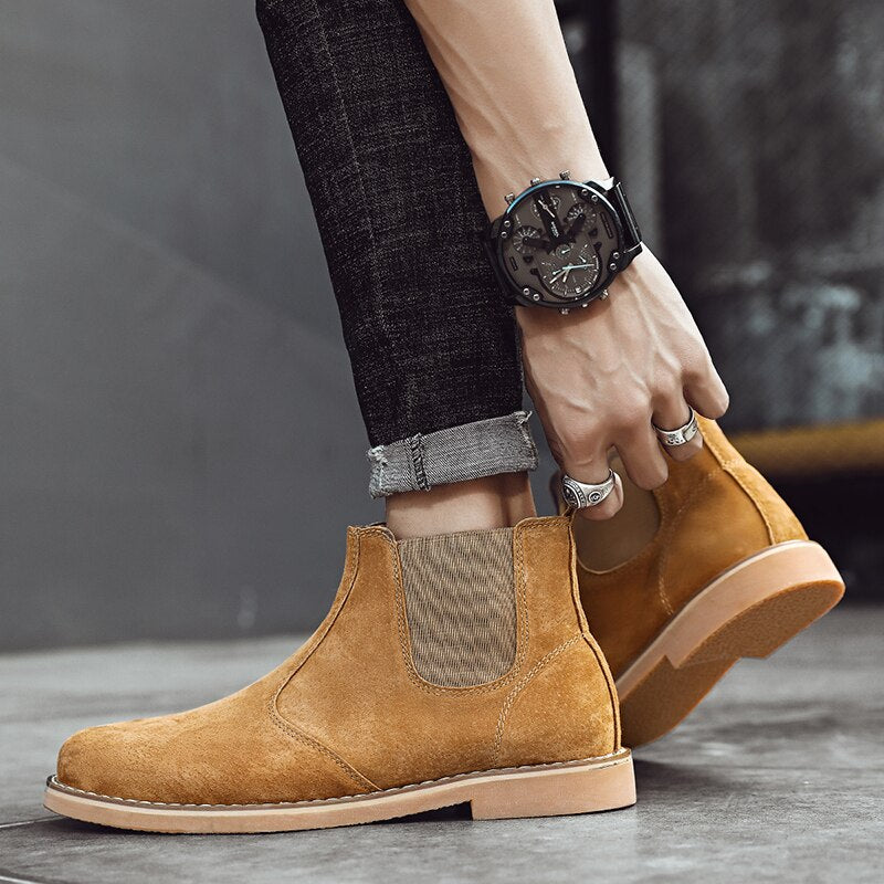 Advbridge Winter Chelsea Boots Men Leather Shoes Men Ankle Boots Fashion Brand Autumn Winter Male Footweat New