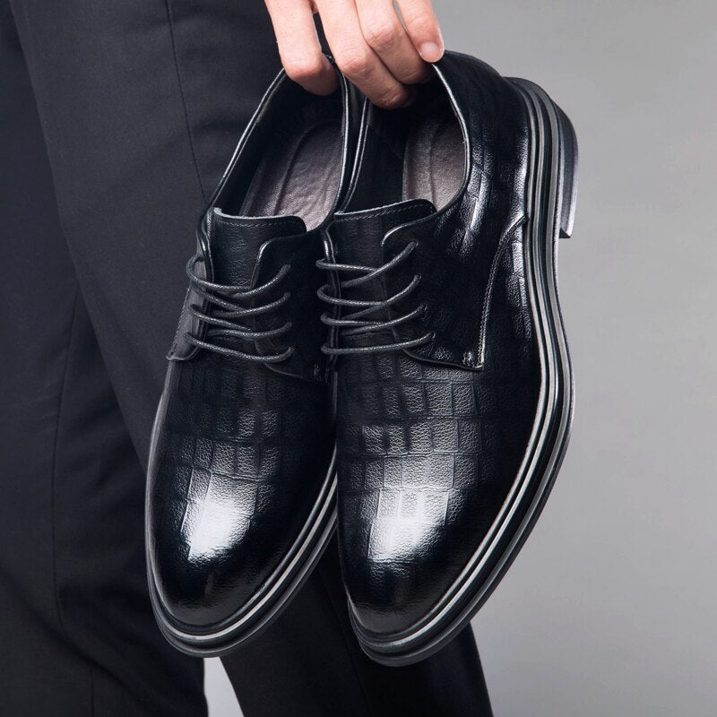 Advbridge Black Mens Wedding Loafers Men Business Shoes Leather Formal Shoes Men Office Oxford Shoes Black Italian leather shoes