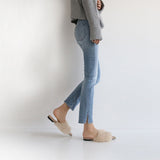 Advbridge real rabbit fur women slippers pointed toe slides shoes with long fur mules woman luxury pantoufle femme real furry footwear 616