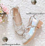Advbridge vintage round head thick heel women shoes cute bowknot lace ruffle kawaii shoes loli cosplay Japanese sweet student lolita shoes