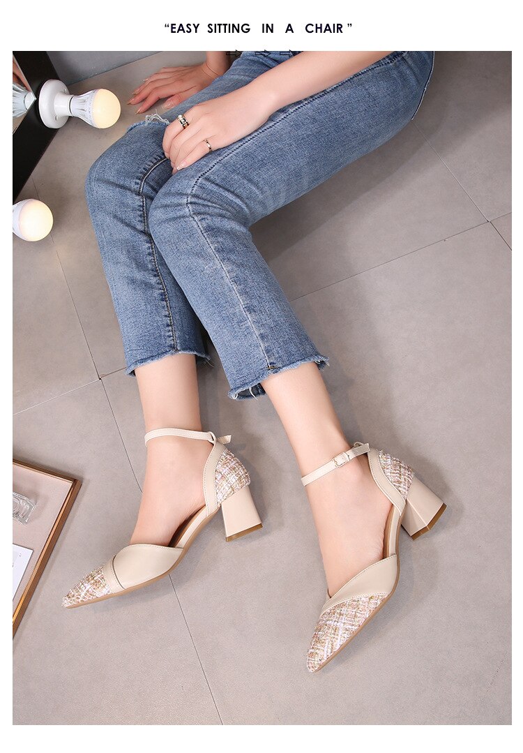 Advbridge New Summer  Sandals Female Chunky-Heel Wild Fashion Surest Tips in Her Big Code 41-43 Obesity Width Sandals