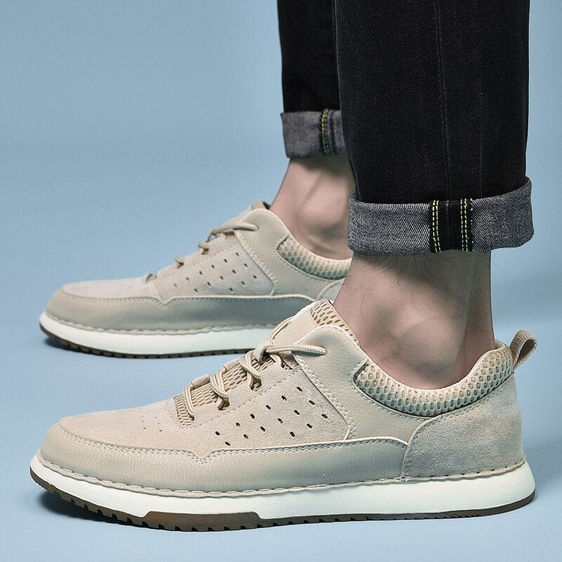 Advbridge Comfortable Men Sneakers Genuine Leather Casual Shoes Classic Slip-on Leisure Flats Fashion Korean Version Flats