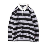 Advbridge Green Striped Patchwork Sweatshirts Men Women Casual Turn-Down Collar Pullovers Loose Retro Harajuku Hip Hop Streetwear Unisex