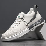 Advbridge Fashion Men British Style Leather Casual Shoes Lightweight Breathable Flats Luxury Platform Shoes Men's White Walking Sneakers