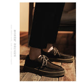 Advbridge British Style Thick Sole Men Leather Sneakers Simple Design Suede Leather Lace Up Men Casual Footwear  New Spring