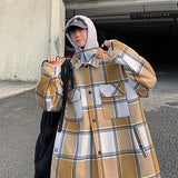 Advbridge Winter Men's Youth Windbreaker Loose Plaid Printing Wool Blends Casual Hooded Coats Snow Jackets In Warm Parkas M-2XL