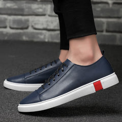 Advbridge Band Sneakers Men Casual Shoes Genuine Leather shoes mens Designer solid Classic Fashion Male Lace up Flats black 36-47