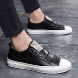 Advbridge Men Genuine Leather Casual White Shoes Mens Slip on Lazy White Shoe Fashion Breathable Comfortable Cowhide Flats Loafers