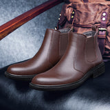 Advbridge Men Rain Boots Mens Boots Chelsea Fashion Shoes Male Ankle Boots Men Casual Boots Men Rubber Shoes Genuine Leather High Quality