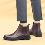Advbridge Men Rain Boots Mens Boots Chelsea Fashion Shoes Male Ankle Boots Men Casual Boots Men Rubber Shoes Genuine Leather High Quality