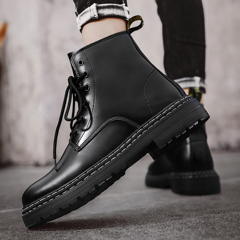 Advbridge Martin boots men's winter high-top men's shoes plus velvet warm boots British style wild leather boots fashion trendy boots