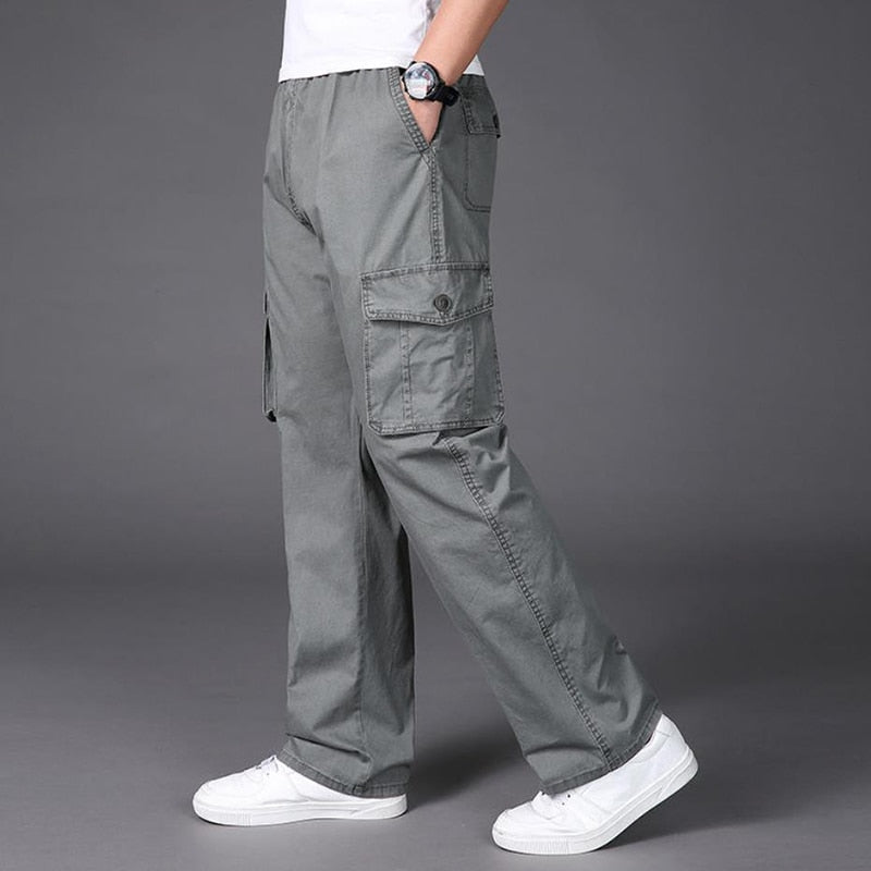 Advbridge Cargo Pants Men Plus Size Cotton Washed Overalls Outdoor Solid Casual Pocket Trousers Straight Men Work Pants Sarouel Homme