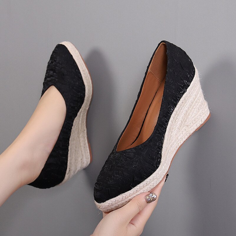 Advbridge Fashion High Heels Women Wedges Shoes Elegant Ladies Party Shoes Brand Women Pumps Retro Woman Wedge Heel 8cm A3800