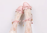 Advbridge Summer kawaii girl sweet lolita shoes vintage round head thick heel women shoes cute lace ruffle bowknot pearl kawaii sandals
