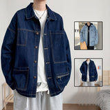 Advbridge Muti-pockets Denim Jacket New Fashion Chic Men Autumn Solid Zipper Decor Coats Hot Sale Men's Casual Jean Jackets Cardigan