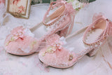 Advbridge Fashion Tea Party Prom Lolita Cute Buckle Bow Pearl Flower Wedding High Heels Cosplay Loli Shoe Gothic Anime Woman Kawaii Shoes