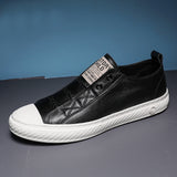Advbridge Men Genuine Leather Casual White Shoes Mens Slip on Lazy White Shoe Fashion Breathable Comfortable Cowhide Flats Loafers