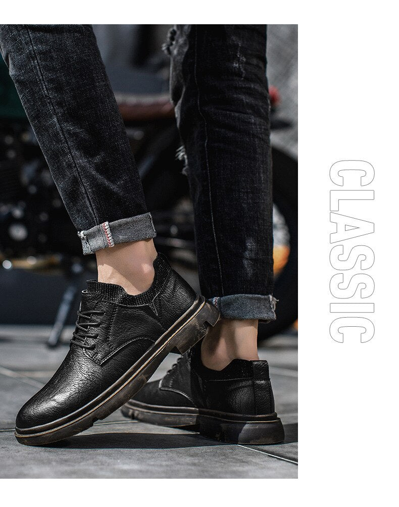 Advbridge Men's shoes autumn and winter new tooling shoes all-match casual boots Korean fashion shoes business shoes