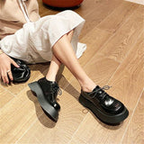 Advbridge Mary Jane Shoes Women Flat Platform Lolita Shoes Jk Uniform Lace-up Thick Heel Women Casual Shoes Non Slip Flats Ladies Footwear