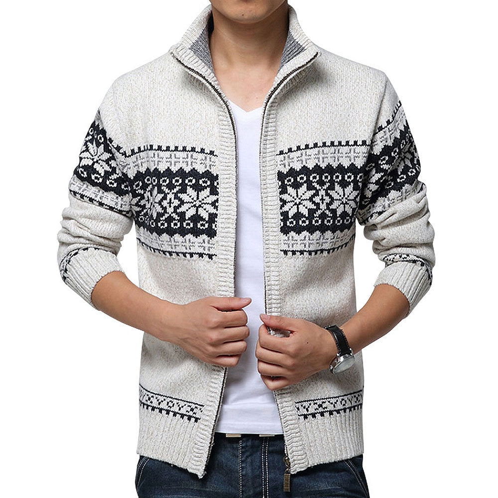 Advbridge New Autumn Winter Men&#39;s Sweater Wool Men Mandarin Collar Solid Color Casual Sweater Men&#39;s Thick Fit Brand Knitted Cardigans