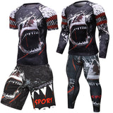 Advbridge Men tracksuit T shirts +Pants Suit MMA Long Sleeve T-shirt Men's Compression Shirt Fitness Bodybuilding MMA Rashguard Sport Suit