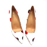 Advbridge spring new style white patent leather with black red circle pointed toe women lady 120mm high heel shoes on sale size 33