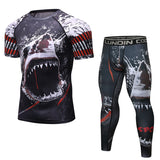 Advbridge Men tracksuit T shirts +Pants Suit MMA Long Sleeve T-shirt Men's Compression Shirt Fitness Bodybuilding MMA Rashguard Sport Suit