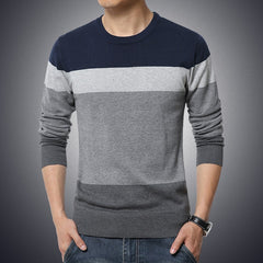 Casual Men&#39;s Sweater O-Neck Striped Slim Fit Knittwear 2022 Autumn Mens Sweaters Pullovers Pullover Men Pull Homme M-3XL