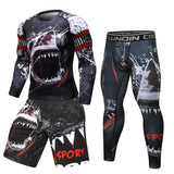 Advbridge Men tracksuit T shirts +Pants Suit MMA Long Sleeve T-shirt Men's Compression Shirt Fitness Bodybuilding MMA Rashguard Sport Suit