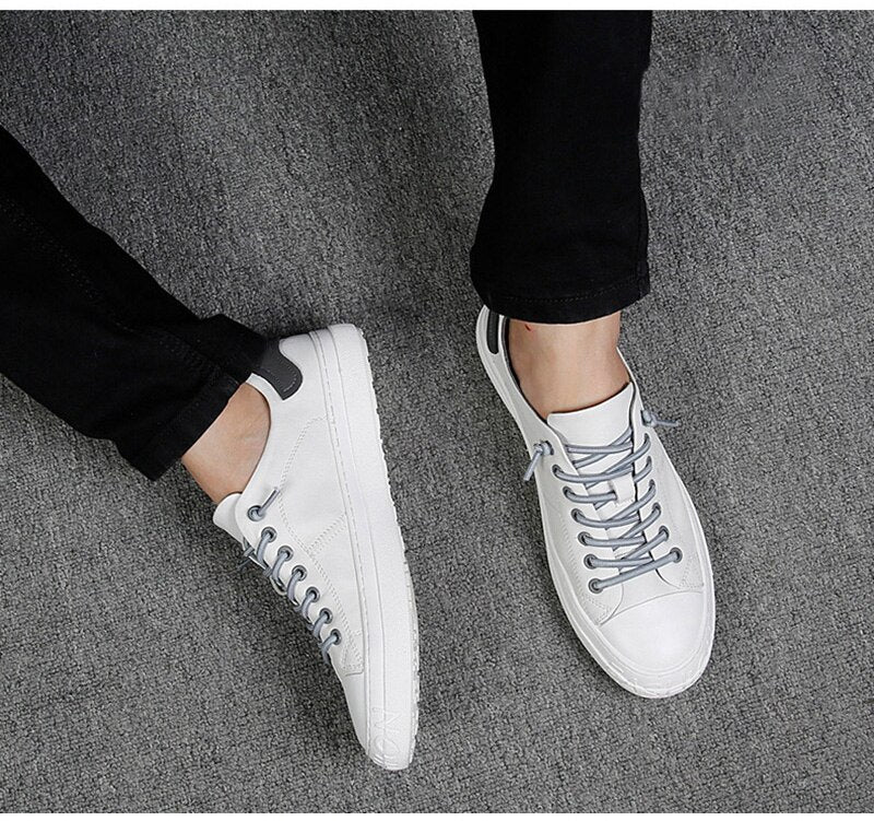 Advbridge 100% Genuine Leather Shoes Men Sneakers Cow Leather Shoes Fashion Male White Shoes Cool Young Man Fashion Sneakers A1585