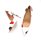 Advbridge spring new style white patent leather with black red circle pointed toe women lady 120mm high heel shoes on sale size 33