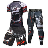 Advbridge Men tracksuit T shirts +Pants Suit MMA Long Sleeve T-shirt Men's Compression Shirt Fitness Bodybuilding MMA Rashguard Sport Suit