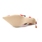 Advbridge spring new style white patent leather with black red circle pointed toe women lady 120mm high heel shoes on sale size 33