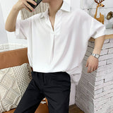 Advbridge Summer Men's New Pattern Short Sleeve Cool Shirt French Cuff Brand Clothing Fashion Loose Solid Color Shirts Big Size M-5XL