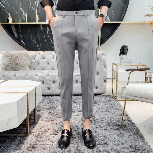 Advbridge New Fashion Boutique Stretch Suit Pants Men&#39;s Luxury Brand casual pants men&#39;s straight slim Slim pants men&#39;s trousers