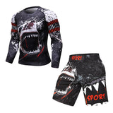 Advbridge Men tracksuit T shirts +Pants Suit MMA Long Sleeve T-shirt Men's Compression Shirt Fitness Bodybuilding MMA Rashguard Sport Suit