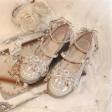 Advbridge vintage round head thick heel women shoes cute bowknot lace ruffle kawaii shoes loli cosplay Japanese sweet student lolita shoes