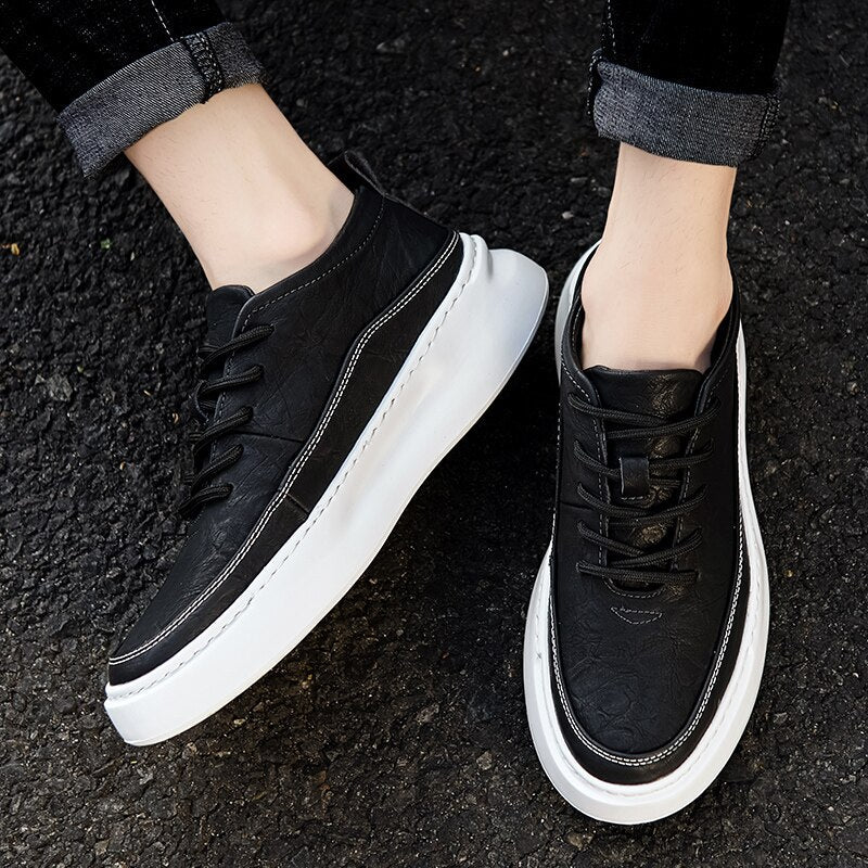 Advbridge Men's Casual Shoes Black Leather Flats Size 39-44 Graffiti  Sneakers Designer Shoes Men Hiking Leisure Shoes %