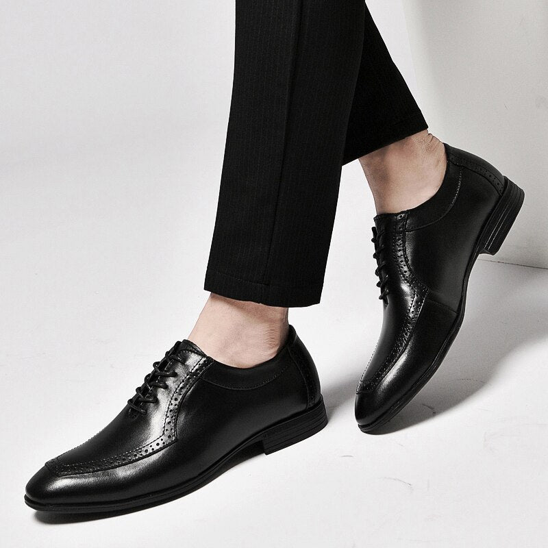 Advbridge Luxury Brand Genuine Leather Fashion Men Business Dress Loafers Oxford Breathable Formal Wedding Shoes Big Size British Style