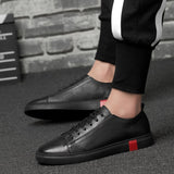 Advbridge Band Sneakers Men Casual Shoes Genuine Leather shoes mens Designer solid Classic Fashion Male Lace up Flats black 36-47