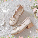 Advbridge vintage round head thick heel women shoes cute bowknot lace ruffle kawaii shoes loli cosplay Japanese sweet student lolita shoes