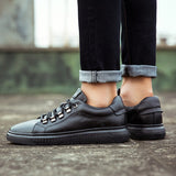 Advbridge Spring Summer New trend Genuine Leather  Men's Shoes Fashion Casual  Sneakers black Wild Flat Shoes Non-slip Board Shoe