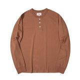 Advbridge T2-0006 Red Tornado Asian Size Man High Quality 260gsm Casual Long Sleeve 100% Cotton Henley Tee 6 Colours
