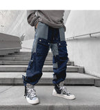 Advbridge Men's Loose Classic Jeans Casual Pants Dark Ins Stitching Cloth Streetwear Hip-hop Straight Pants Four Seasons Black Trousers