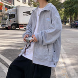 Advbridge Harajuku Embroidery Zip Up Hoodies Mens Loose Long Sleeve Sweatshirt Men Bifurcated side buckle Spring Oversized Hooded Jacket