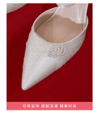 Advbridge White Silk Satin Wedding Shoes Summer Women's New French High-heeled Bride's Shoes with A Line with Sandals with Skirts