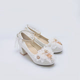 Advbridge Fashion Tea Party Prom Lolita Cute Buckle Bow Pearl Flower Wedding High Heels Cosplay Loli Shoe Gothic Anime Woman Kawaii Shoes