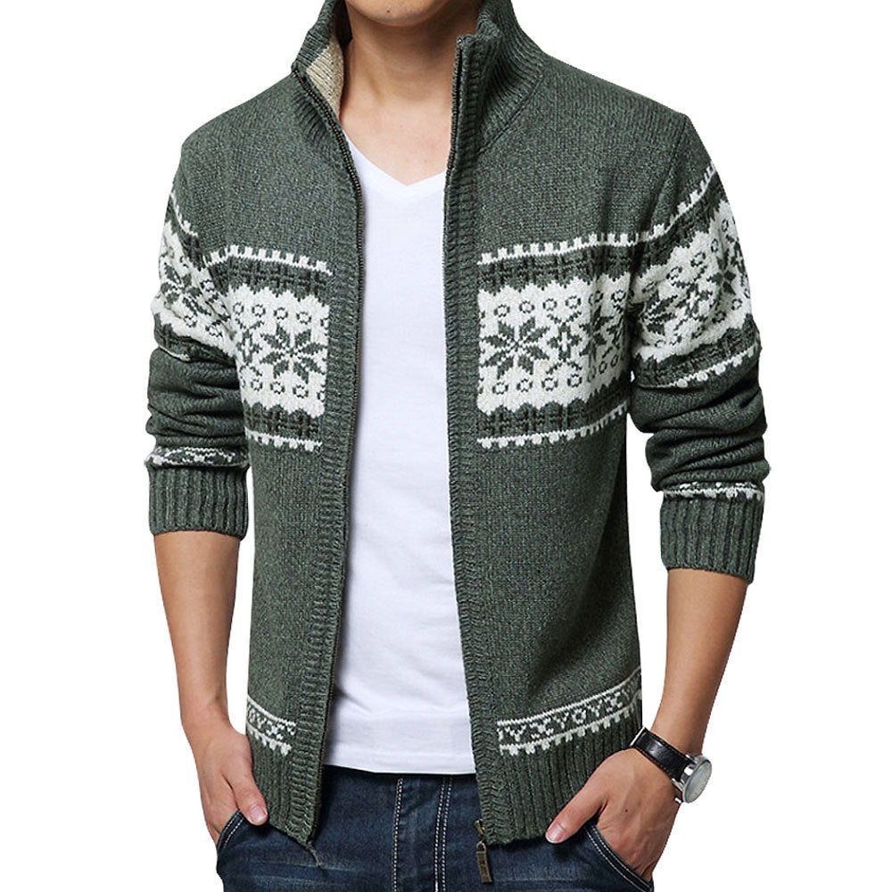 Advbridge New Autumn Winter Men&#39;s Sweater Wool Men Mandarin Collar Solid Color Casual Sweater Men&#39;s Thick Fit Brand Knitted Cardigans