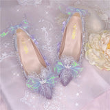 Advbridge High Heel 6cm/9cm Sweet Girls Princess Kawaii Tea Party Japanese Cute Anime Lolita Shoes Harujuku Lace Bowknot Shoe Cos Feminine