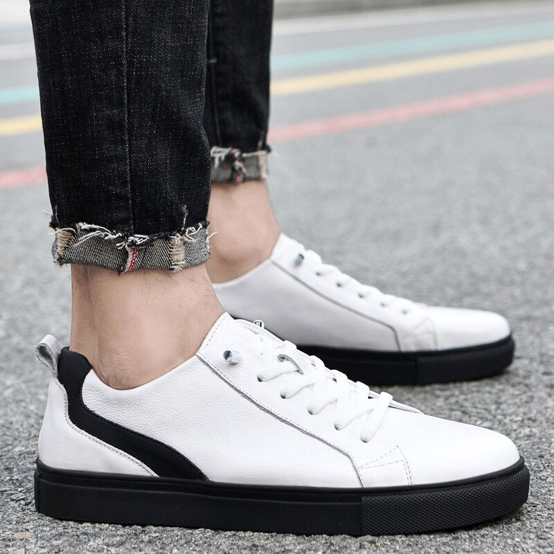 Advbridge Genuine Leather Shoes Casual Sneakers Men Shoes Comfortable Quality Leather Shoes Men Korean Version White Shoes